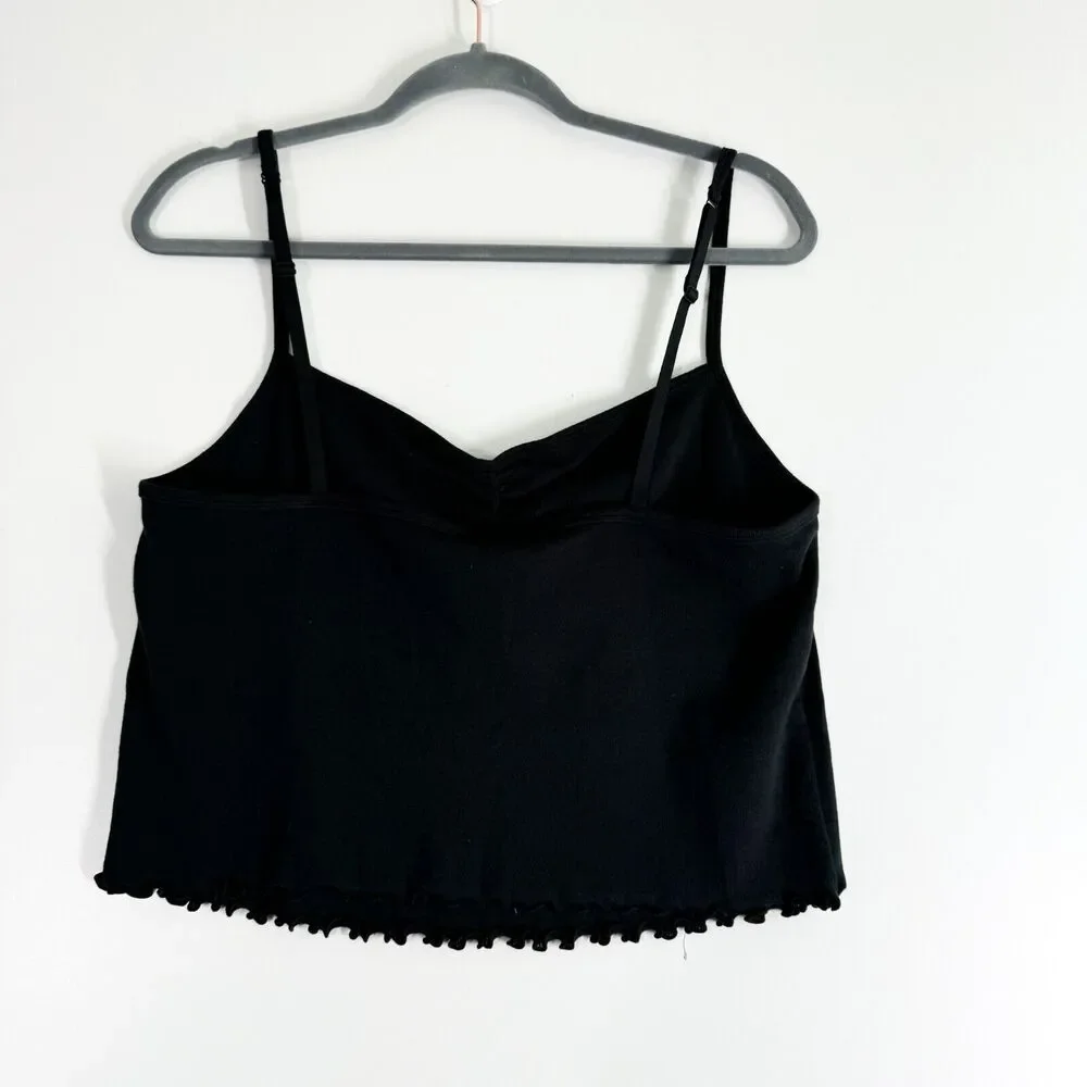 SKIMS Pointelle Logo Cami Top Womens Summer Lounge Comfy Cropped Black Sz 3X NWT - Picture 2 of 9